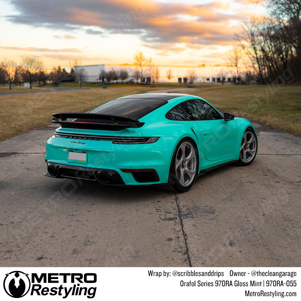 gloss mint Porsche wrap