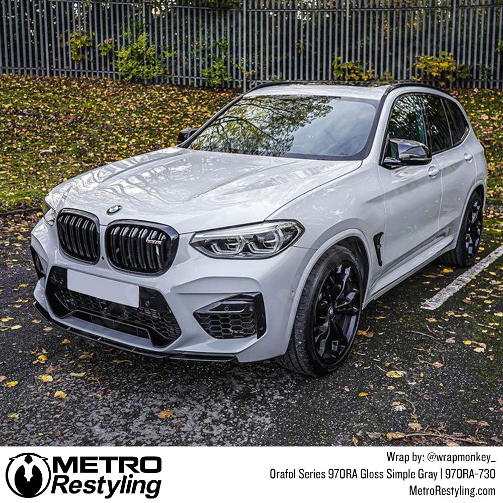 gloss simple gray bmw wrap