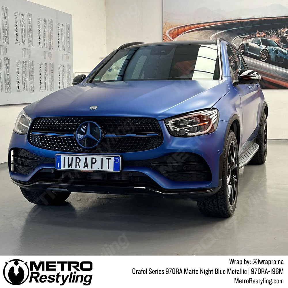 matte blue mercedes wrap