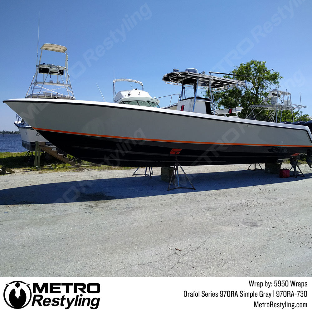Grey Boat Vinyl Wrap