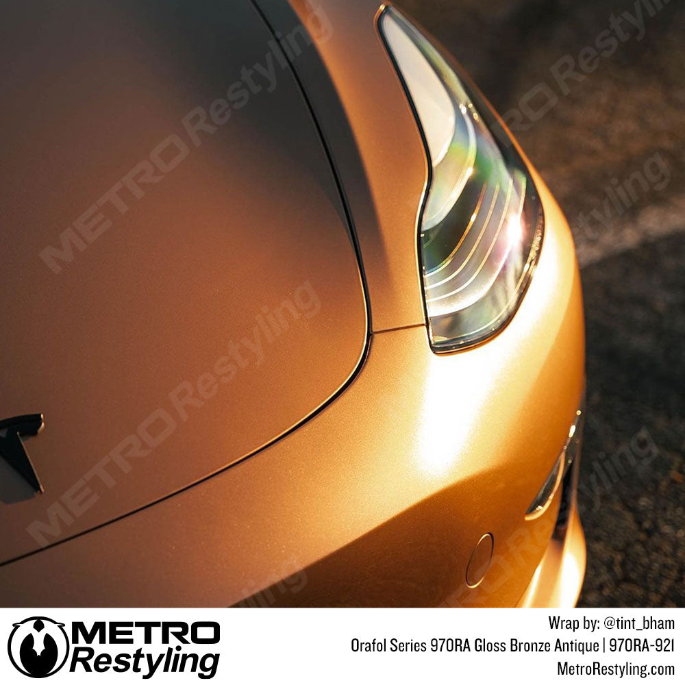 Shiny bronze Tesla vinyl