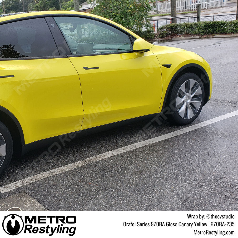 Gloss Yellow Tesla Wrap