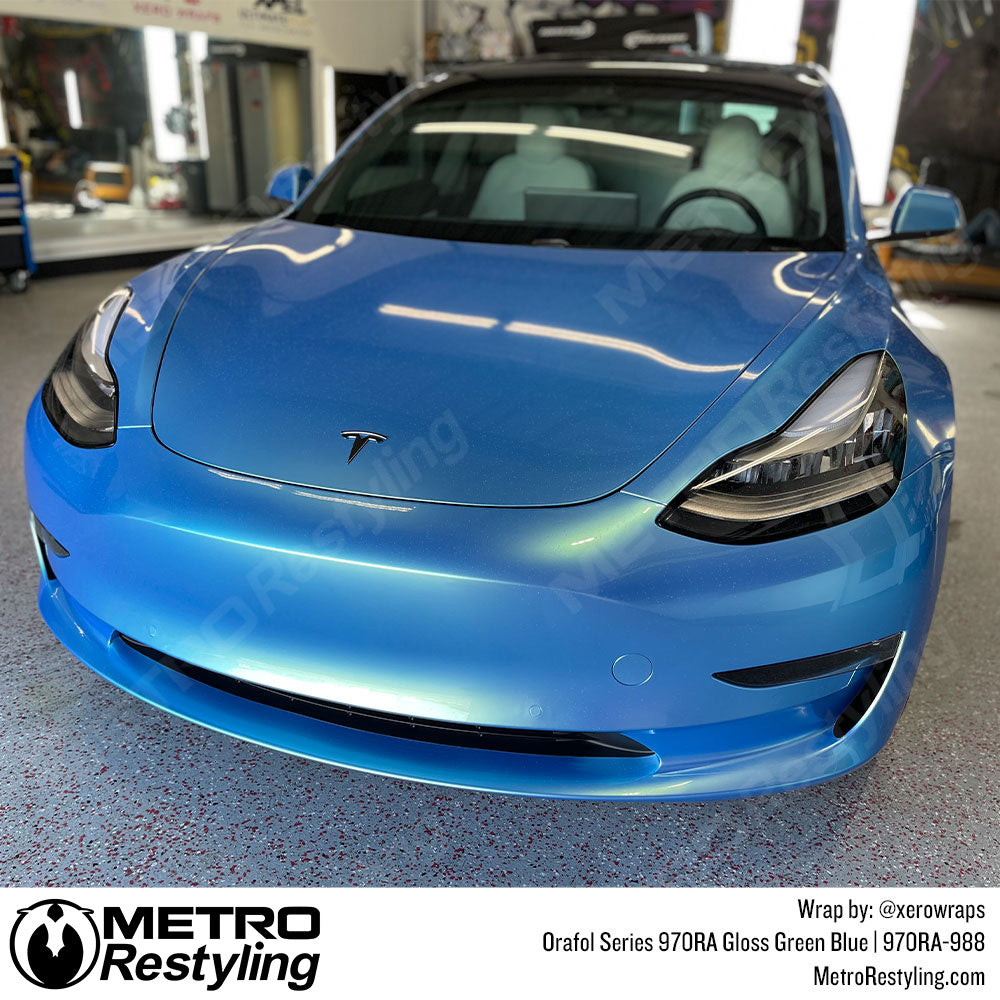 Tesla shiny glossy blue wrap