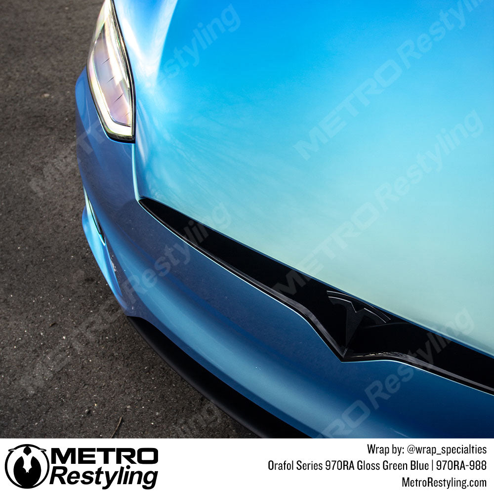 Gloss Green Blue Tesla Wrap