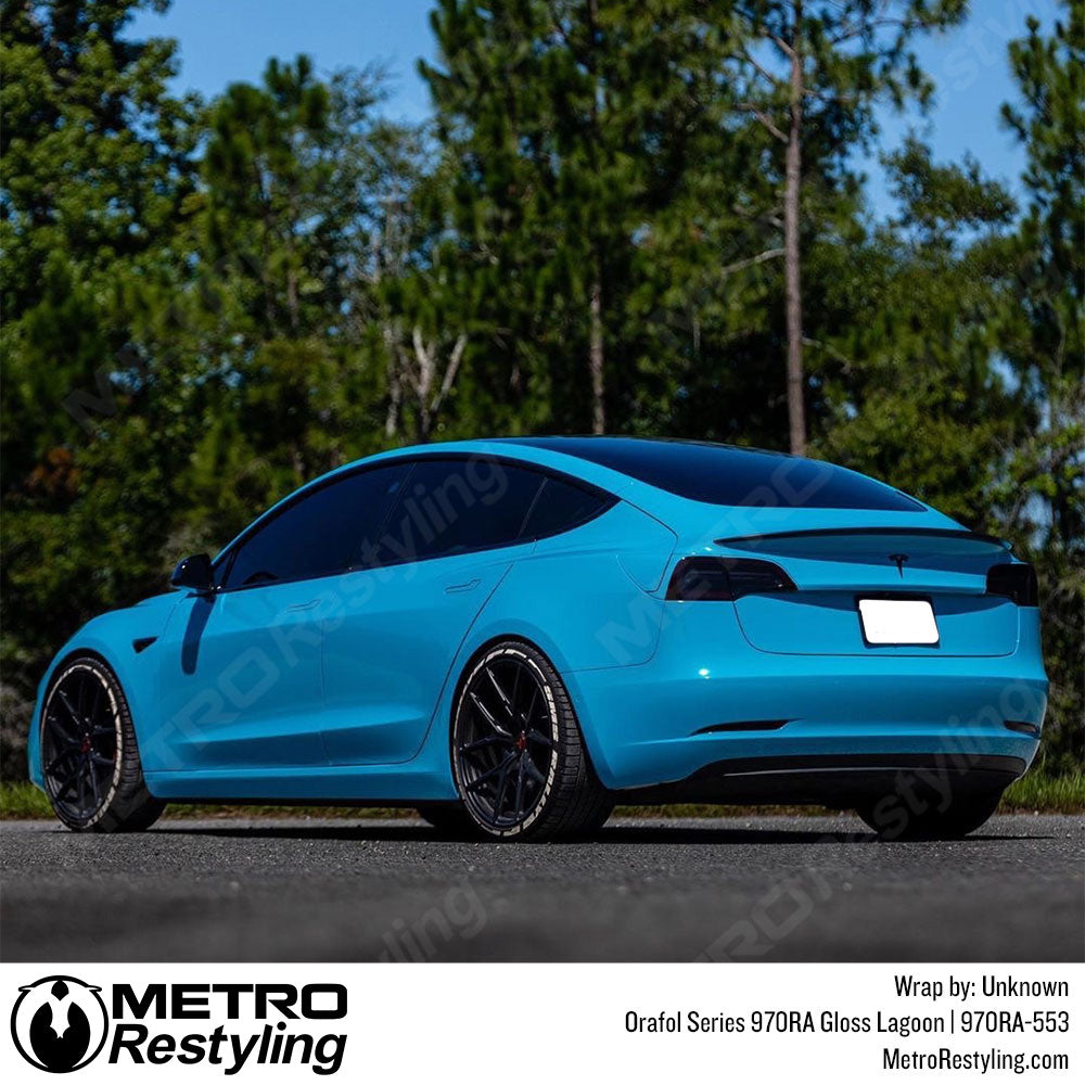 Glossy Light Blue Tesla Wrap