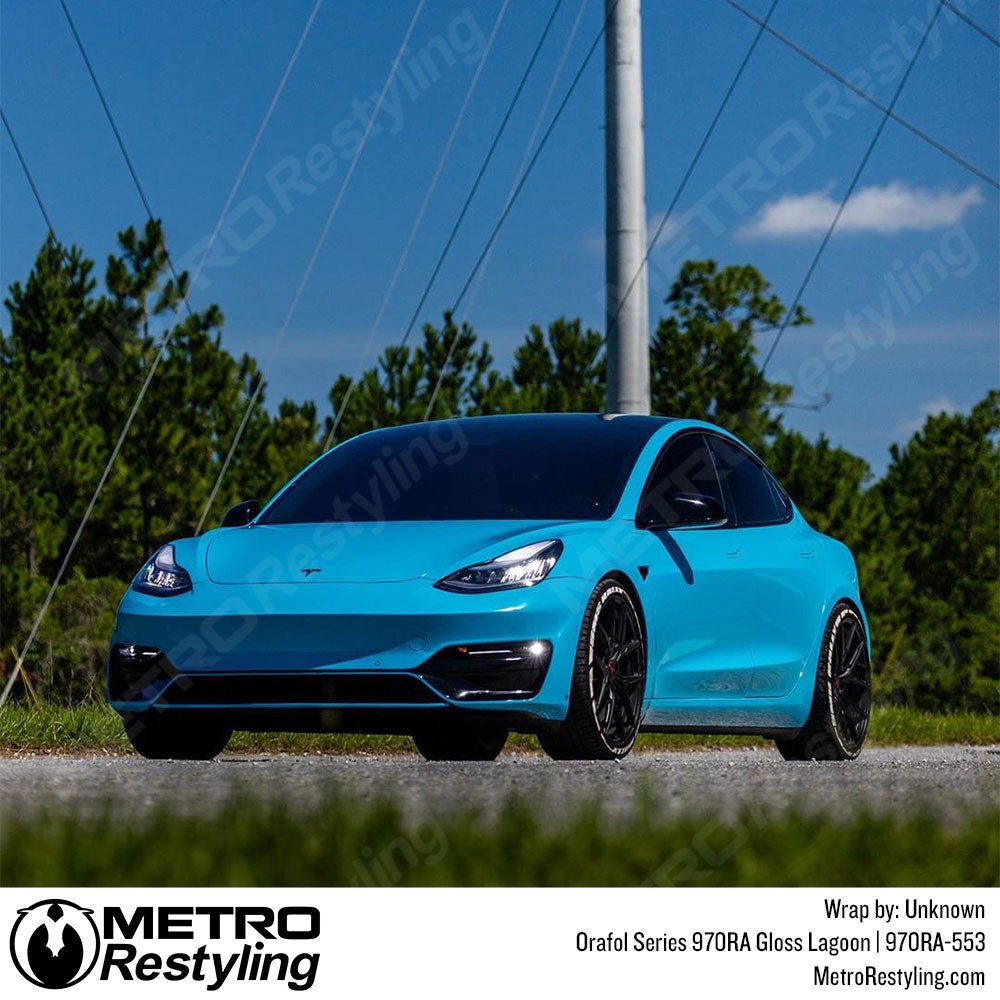 Glossy Tesla Blue Vinyl Wrap