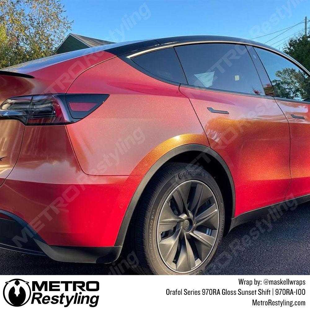 Glossy Tesla red and orange vinyl