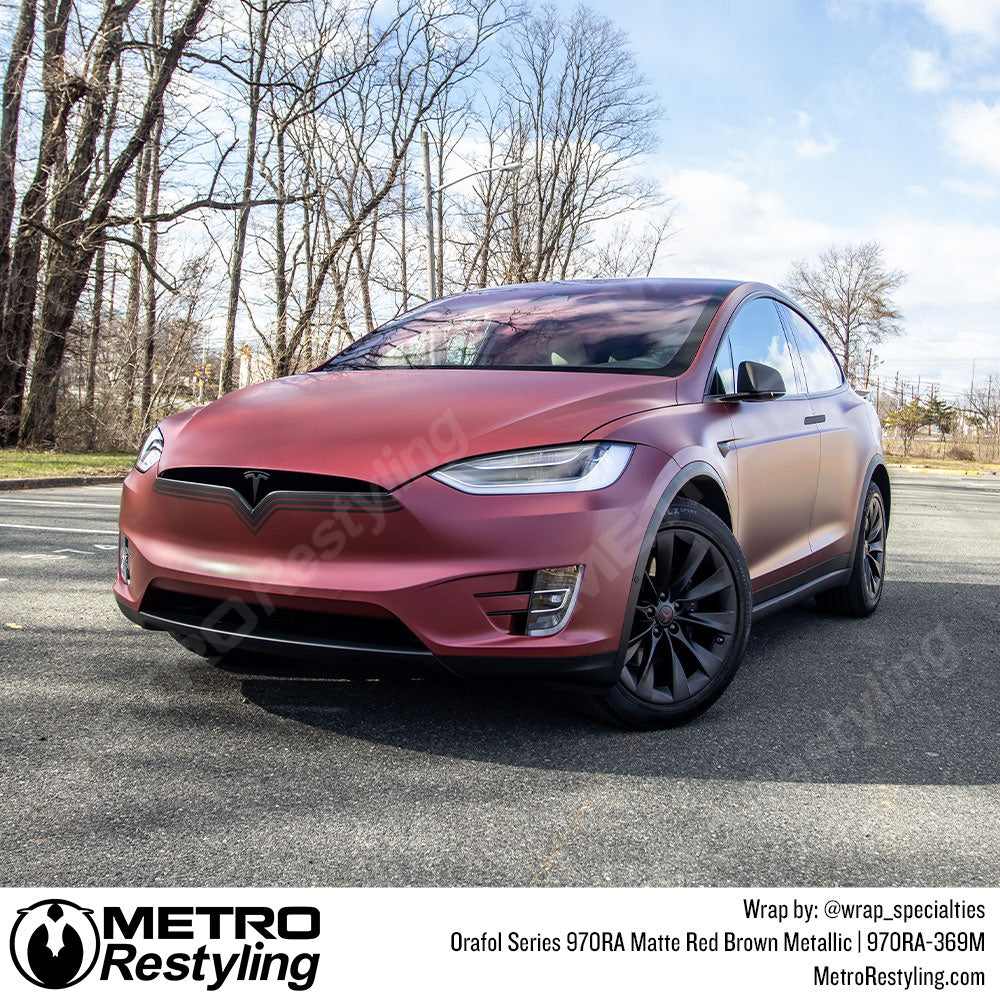 Matte Red Brown Tesla Wrap