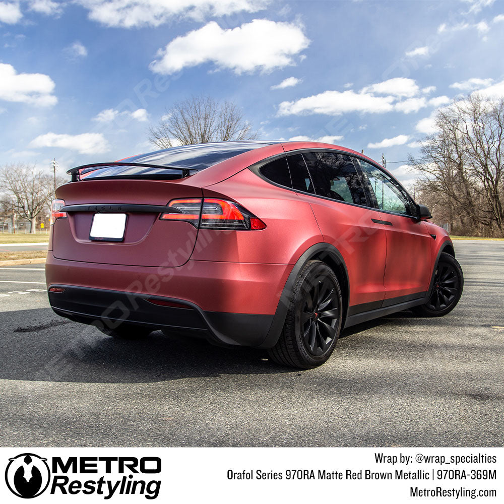 Red Brown Tesla Car Wrap
