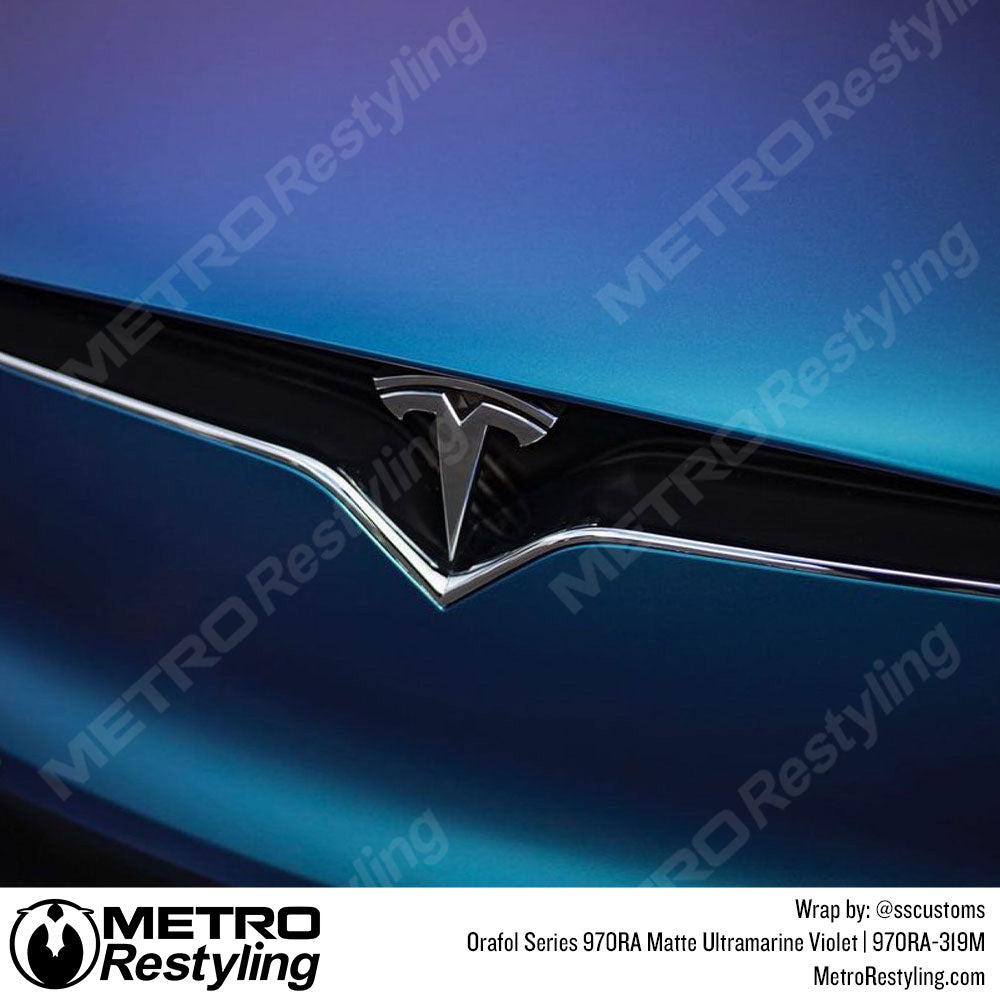 Tesla logo matte violet wrap