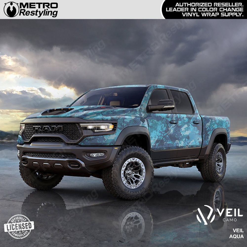 Veil Stoke Aqua Camo Truck Wrap