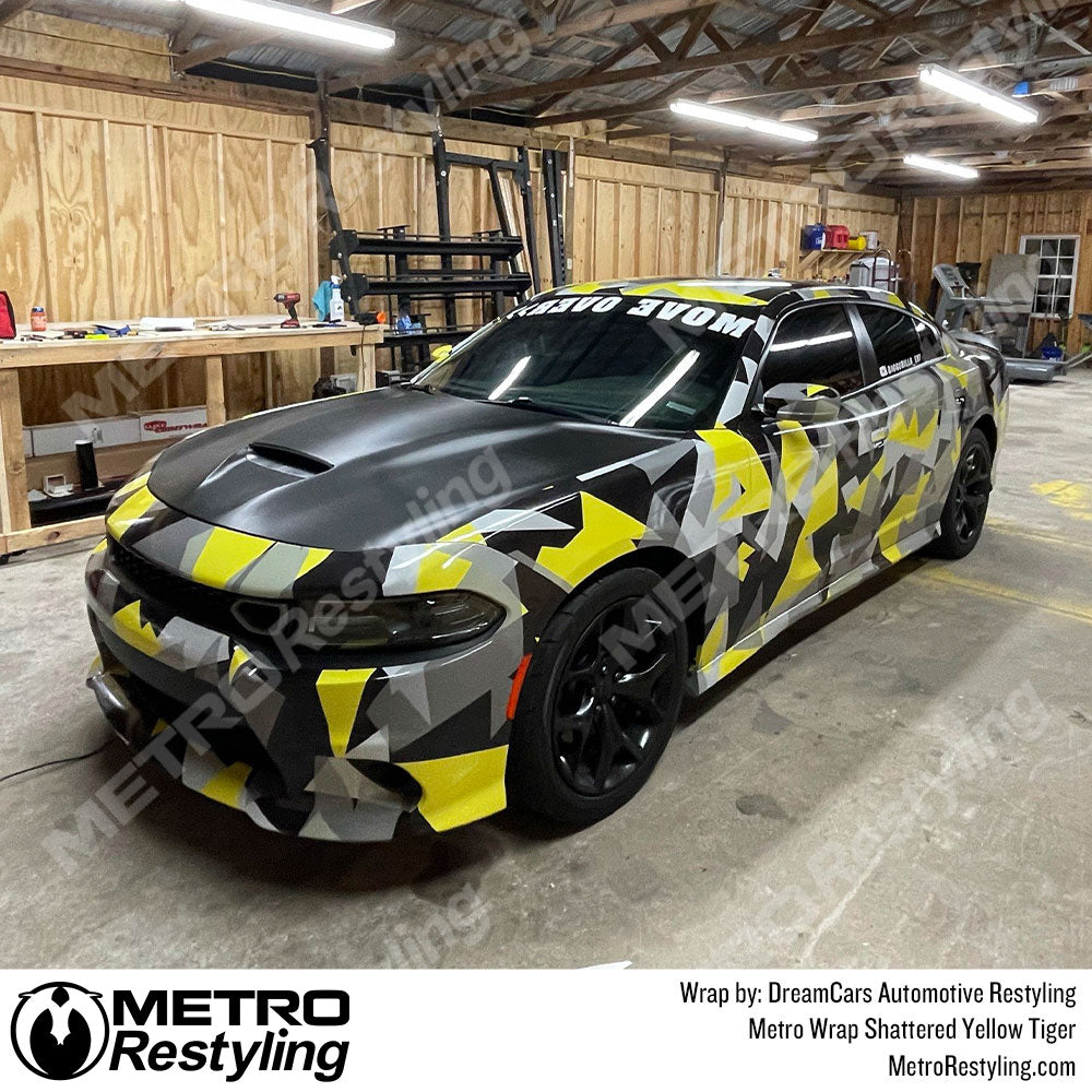 Metro Wrap Shattered Yellow Tiger Camouflage dodge Vinyl