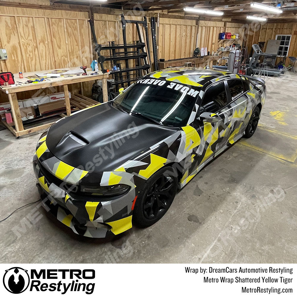 Metro Wrap Shattered Yellow Tiger Camouflage dodge Vinyl
