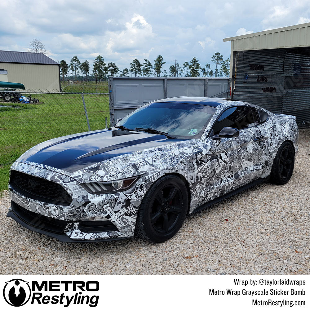 Metro Wrap Large Grayscale Sticker Bomb car Vinyl