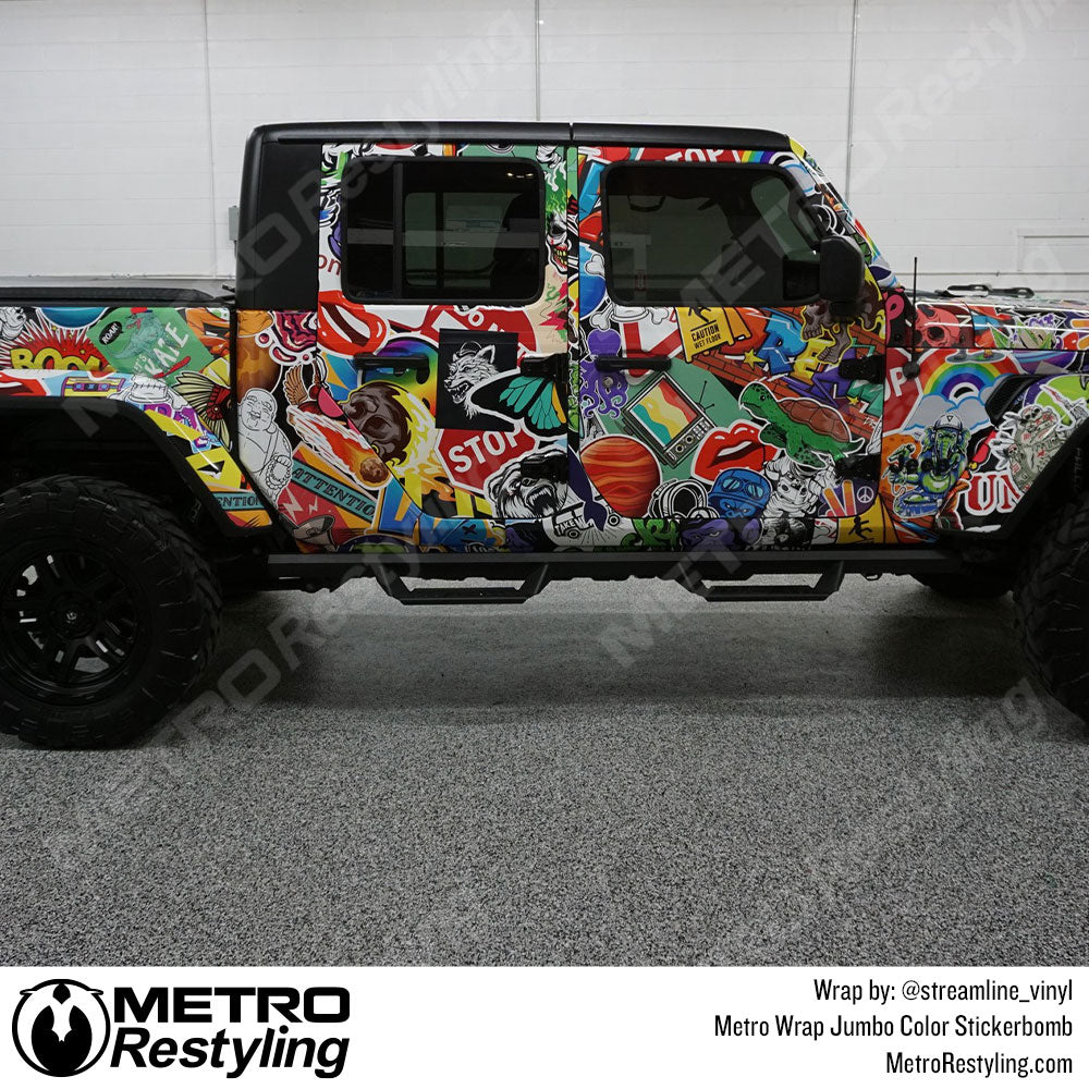 sticker bomb color vinyl wrap