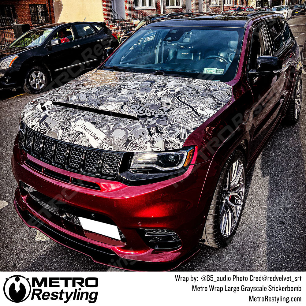 Jeep hood grayscale sticker bomb