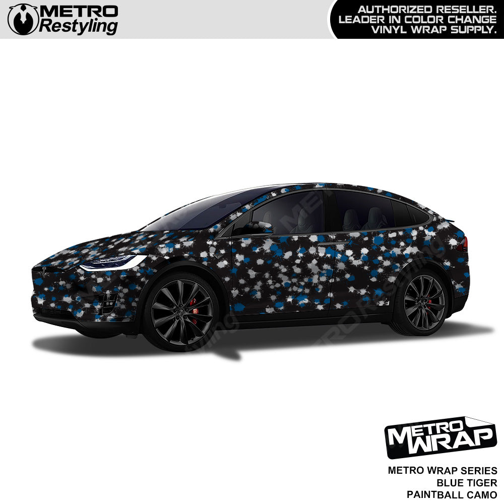 Metro Wrap Paintball Blue Tiger Camouflage Vinyl Film