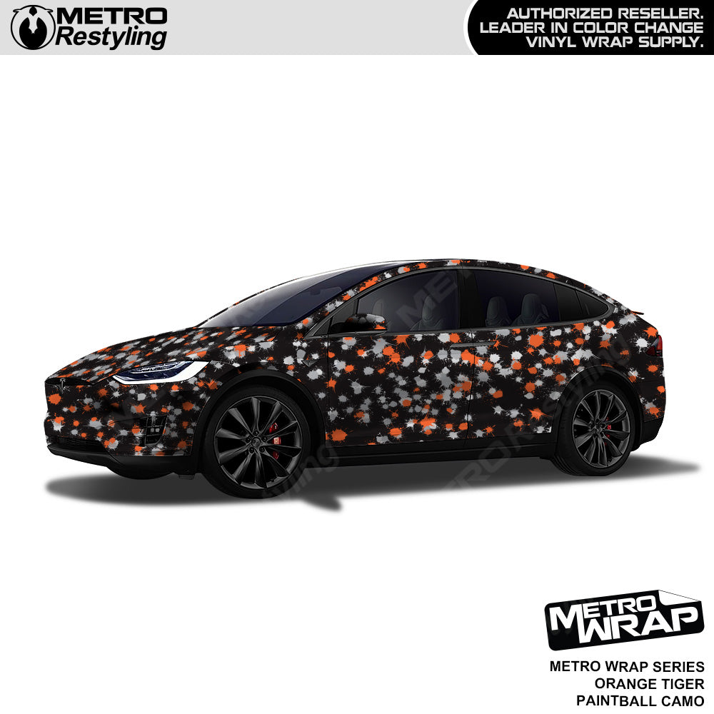 Metro Wrap Paintball Orange Tiger Camouflage Vinyl Film