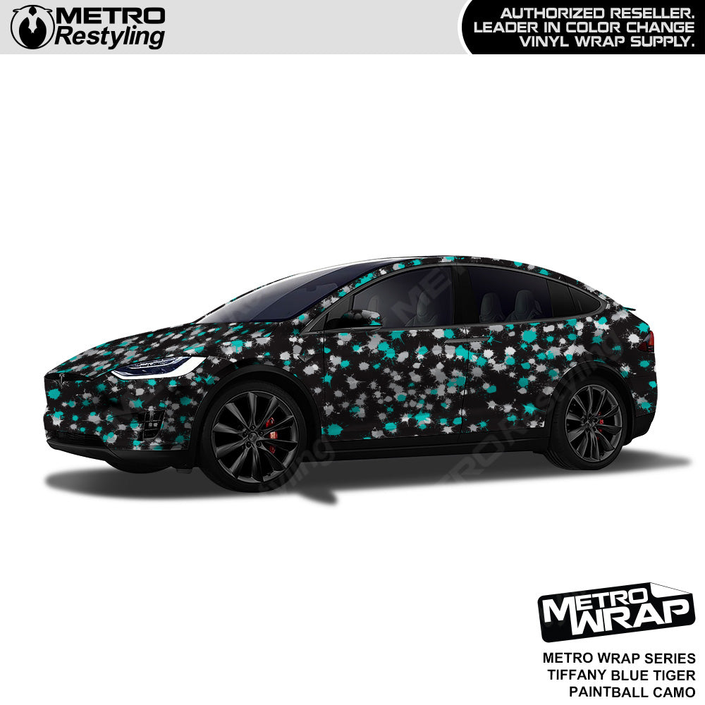 Metro Wrap Paintball Tiffany Blue Tiger Camouflage Vinyl Film