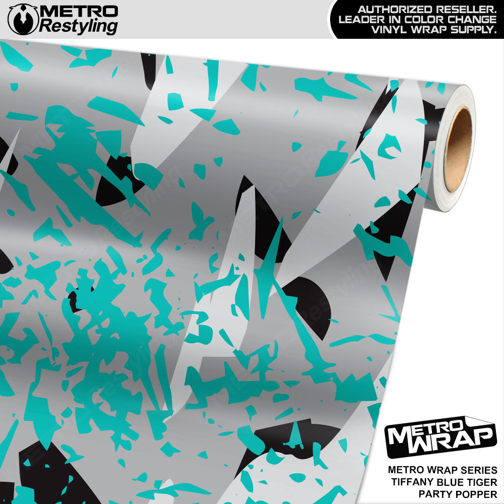 Metro Wrap Party Popper Tiffany Blue Tiger Vinyl Film