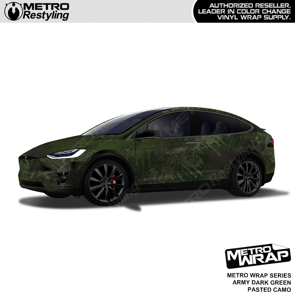 Metro Wrap Pasted Army Dark Green Camouflage Vinyl Film