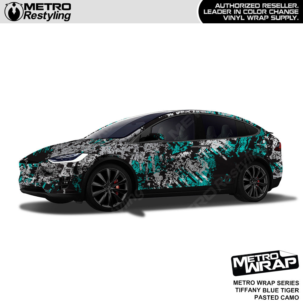 Metro Wrap Pasted Tiffany Blue Tiger Camouflage Vinyl Film