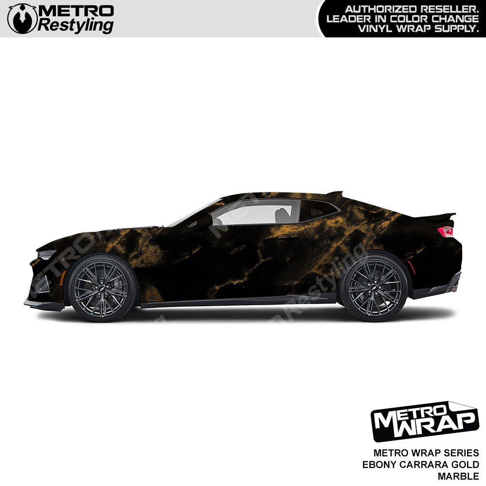 Metro Wrap Ebony Carrara Gold Marble Vinyl Film