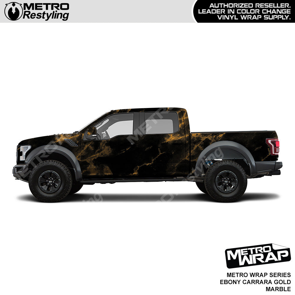 Metro Wrap Ebony Carrara Gold Marble Vinyl Film