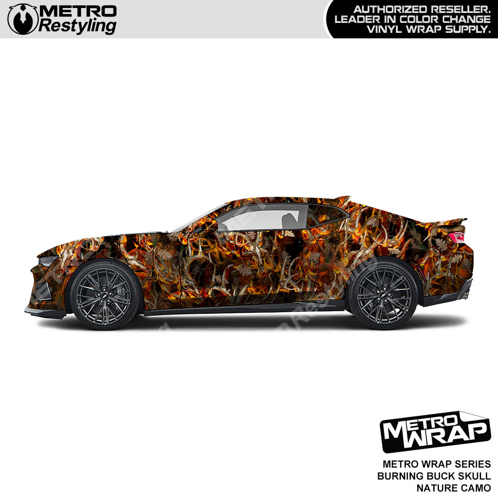 Metro Wrap HD Burning Buck Skull Nature Camouflage Vinyl Film
