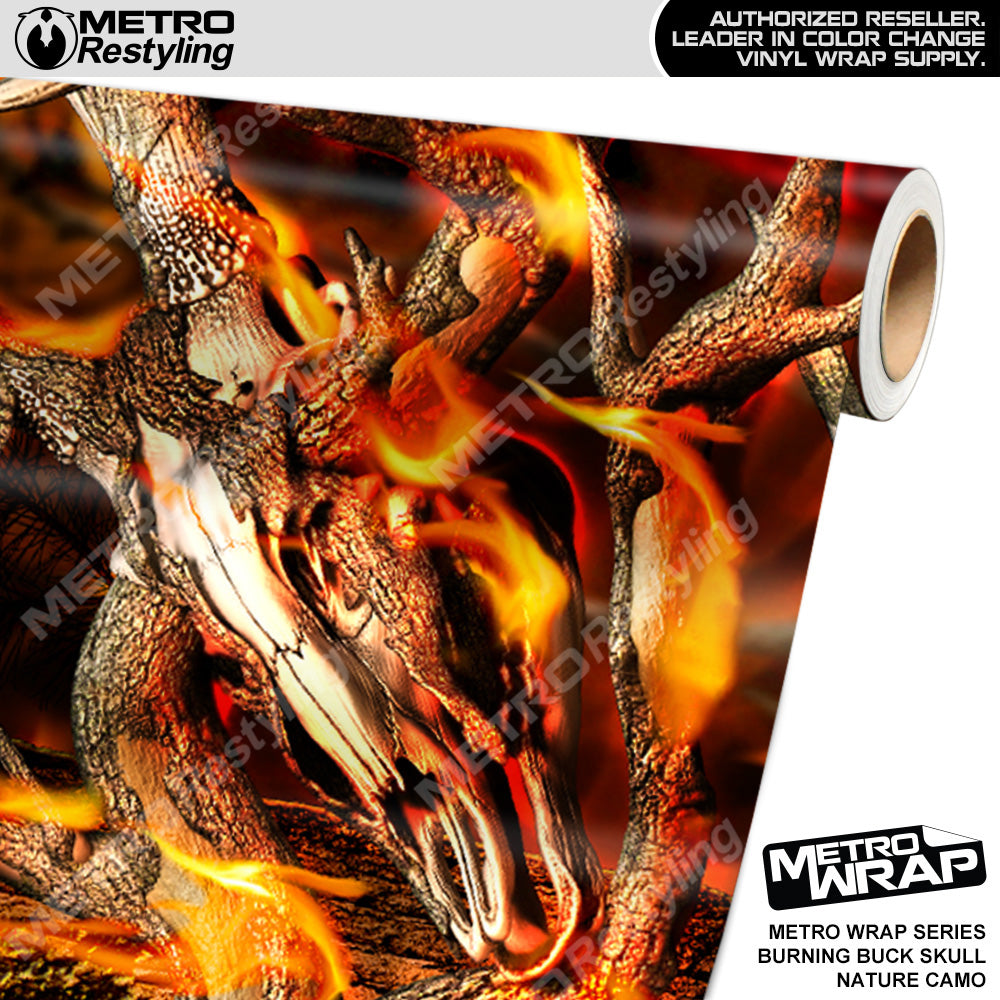 Metro Wrap HD Burning Buck Skull Nature Camouflage Vinyl Film