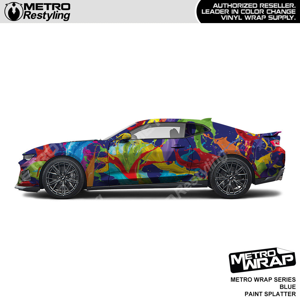 Metro Wrap Blue Paint Splatter Vinyl Film