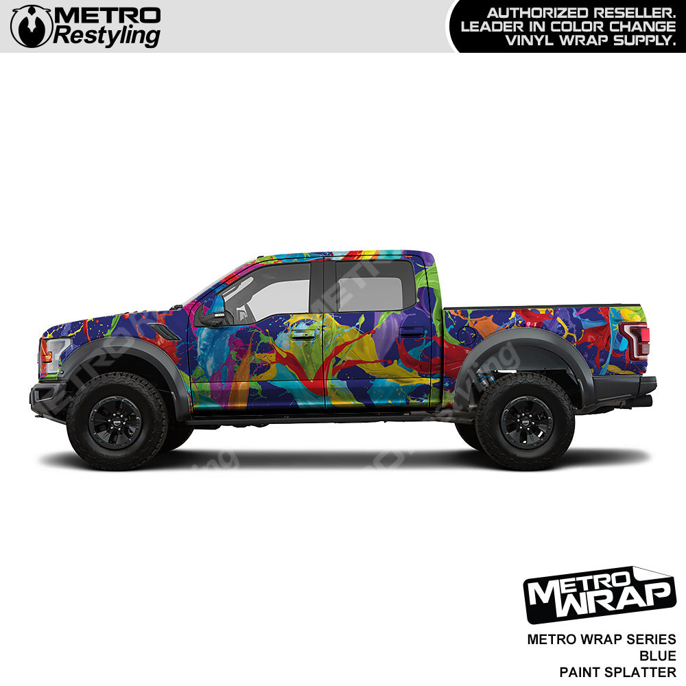 Metro Wrap Blue Paint Splatter Vinyl Film