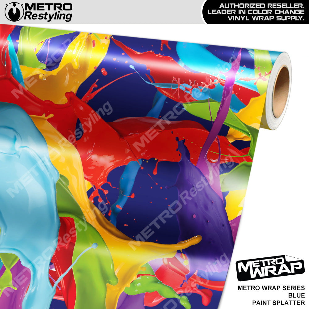 Metro Wrap Blue Paint Splatter Vinyl Film