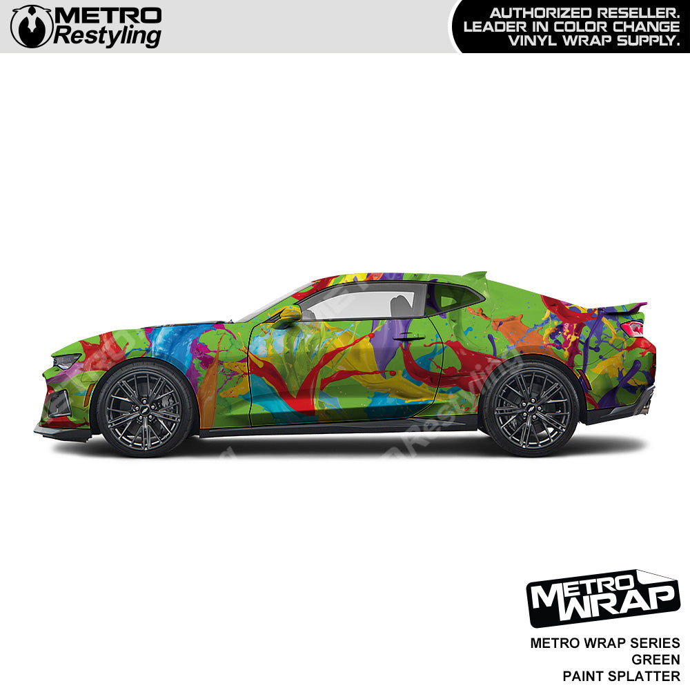 Metro Wrap Green Paint Splatter Vinyl Film