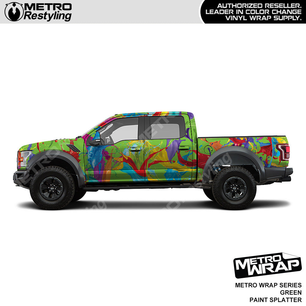 Metro Wrap Green Paint Splatter Vinyl Film