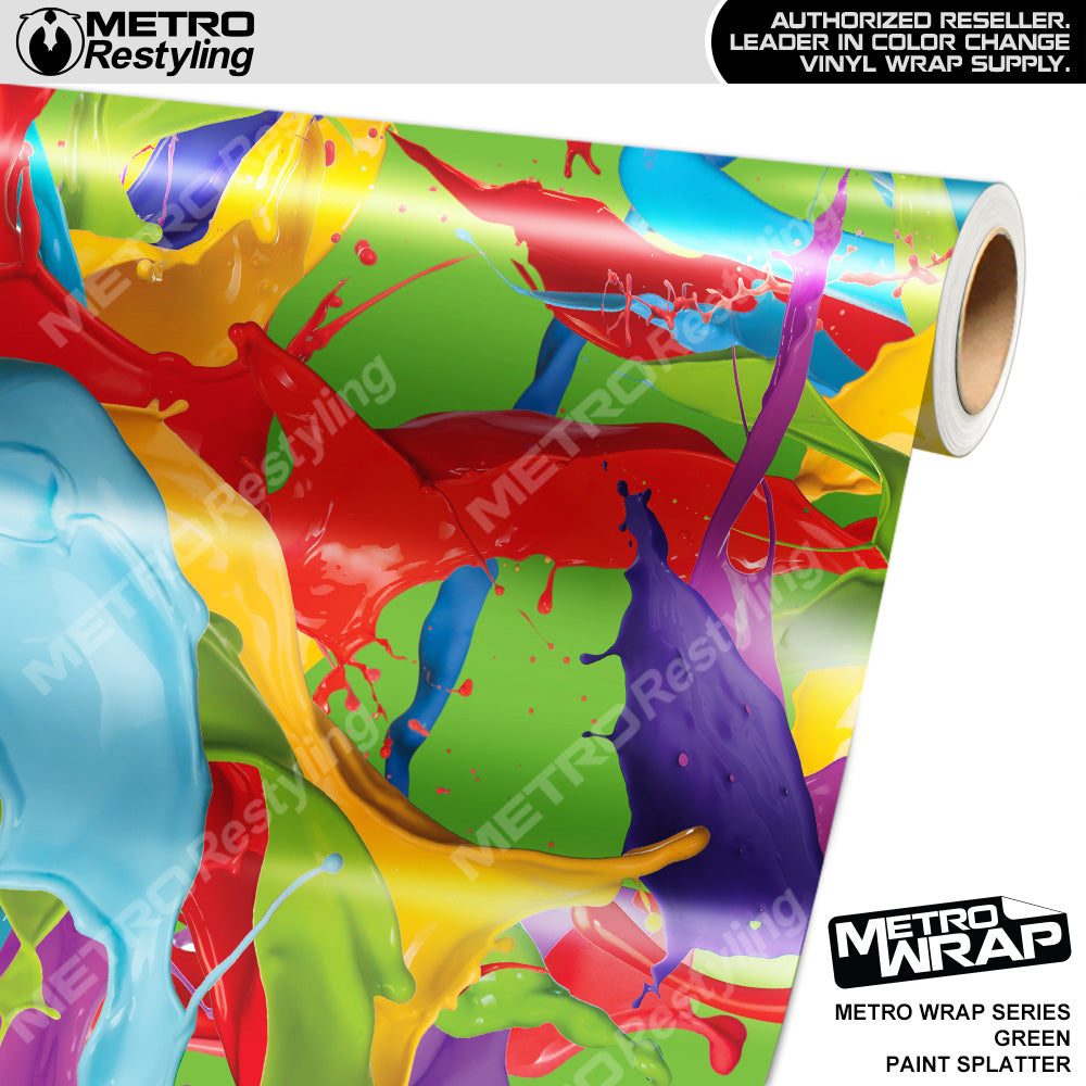 Metro Wrap Green Paint Splatter Vinyl Film