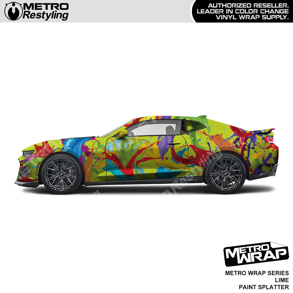 Metro Wrap Lime Paint Splatter Vinyl Film