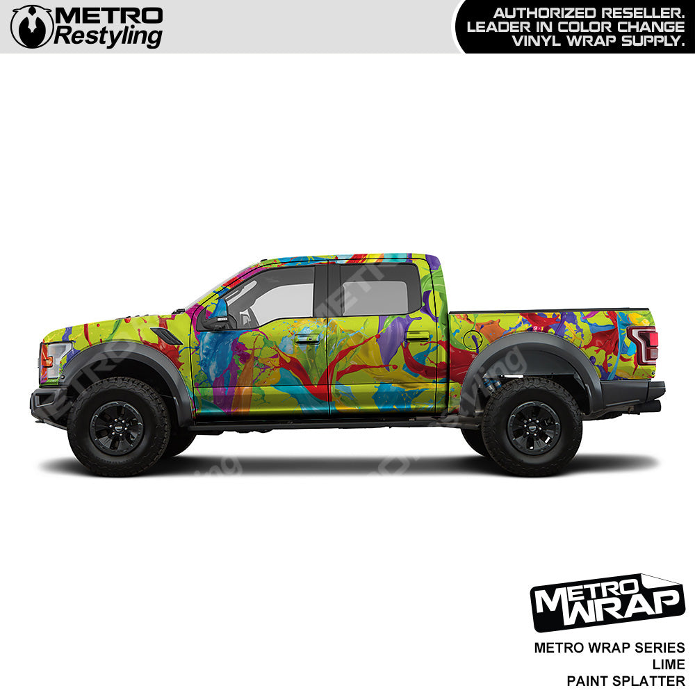 Metro Wrap Lime Paint Splatter Vinyl Film