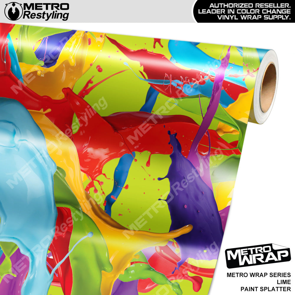 Metro Wrap Lime Paint Splatter Vinyl Film
