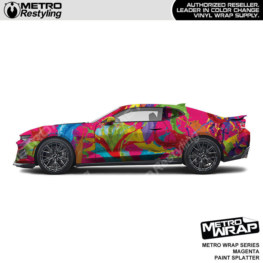 Metro Wrap Magenta Paint Splatter Vinyl Film