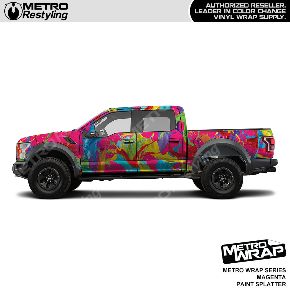 Metro Wrap Magenta Paint Splatter Vinyl Film