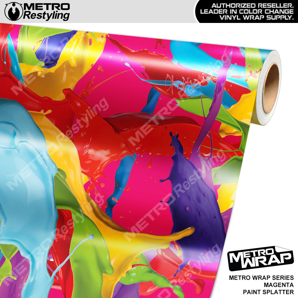 Metro Wrap Magenta Paint Splatter Vinyl Film