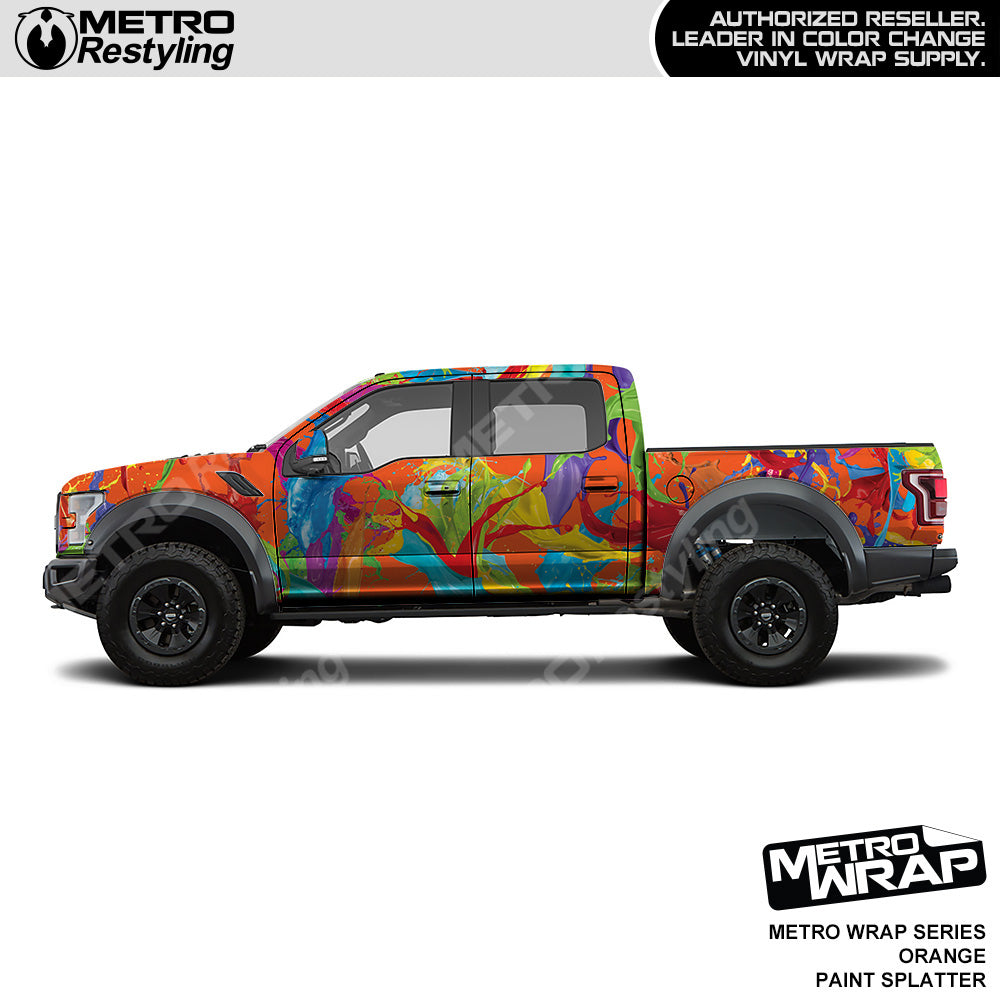Metro Wrap Orange Paint Splatter Vinyl Film