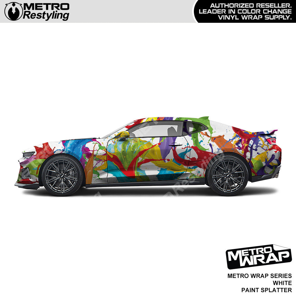 Metro Wrap White Paint Splatter Vinyl Film