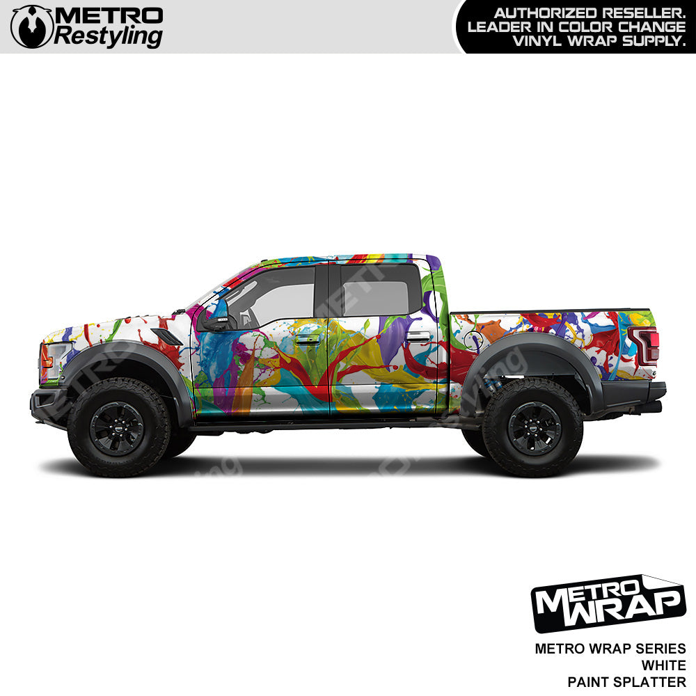 Metro Wrap White Paint Splatter Vinyl Film