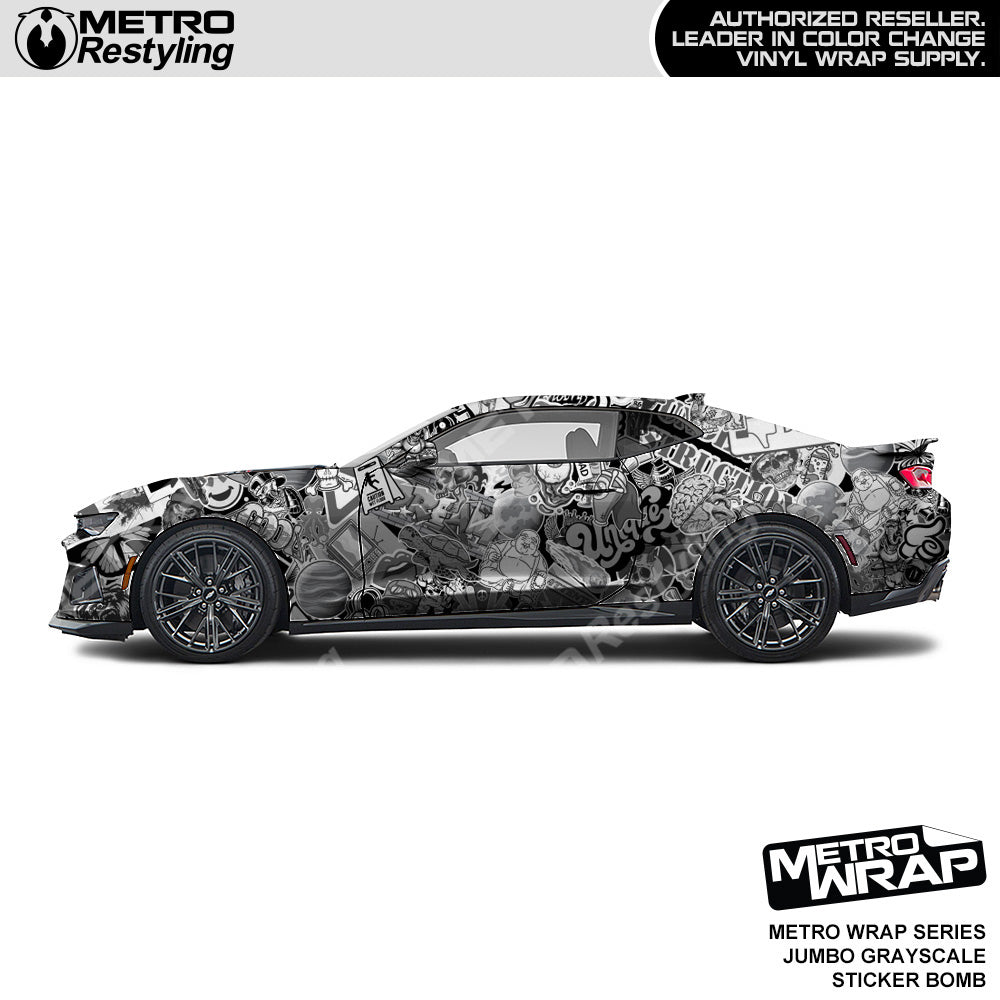 Metro Wrap Jumbo Grayscale Sticker Bomb Vinyl Film