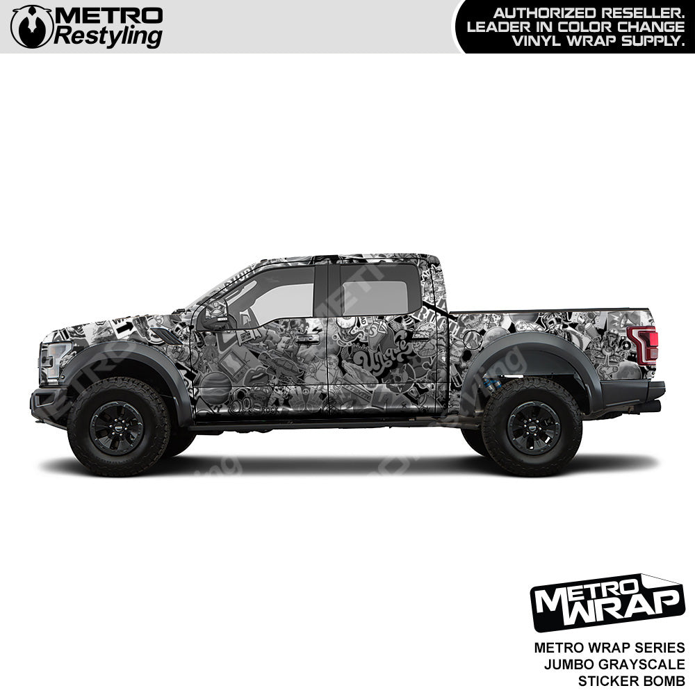 Metro Wrap Jumbo Grayscale Sticker Bomb Vinyl Film
