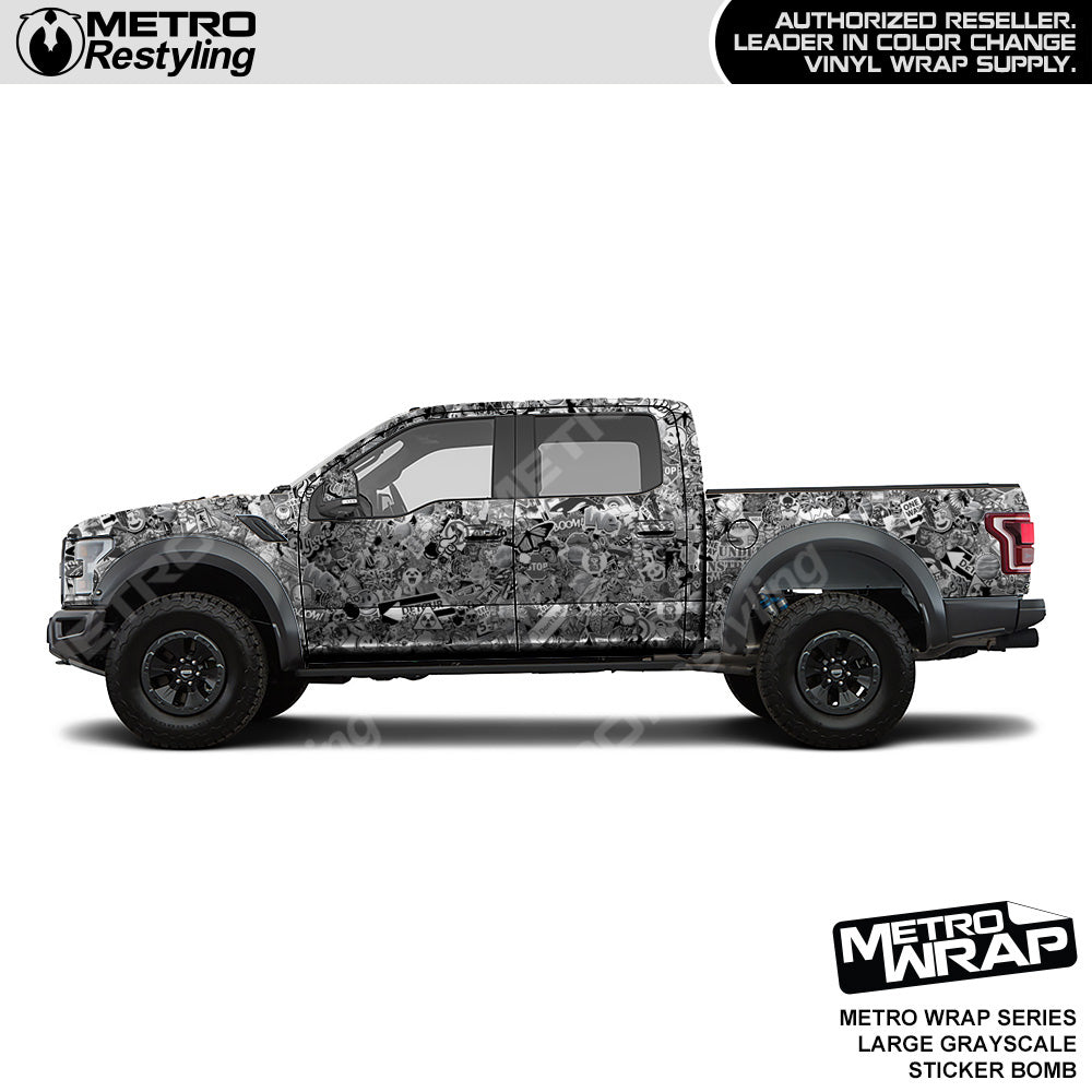 Metro Wrap Large Grayscale Sticker Bomb Vinyl Film