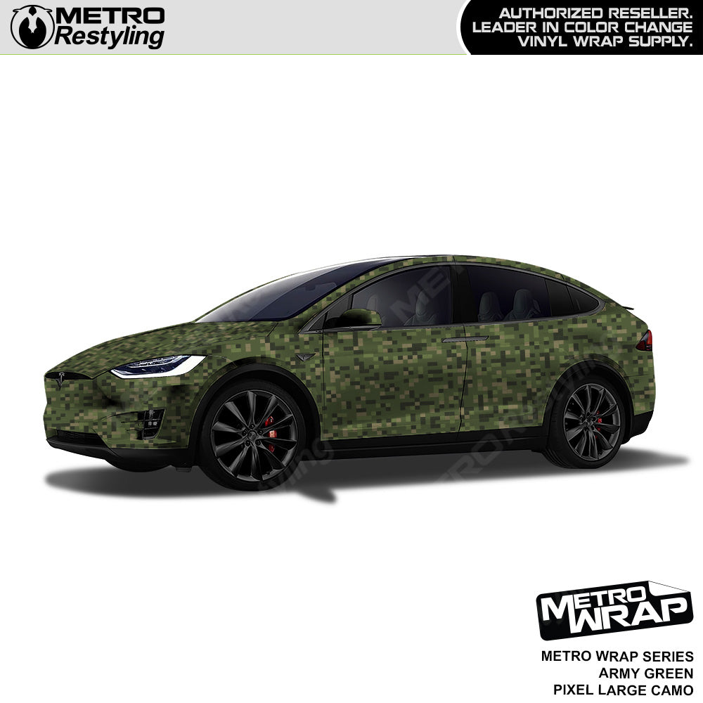 Metro Wrap Large Pixel Army Green Camouflage Vinyl Film
