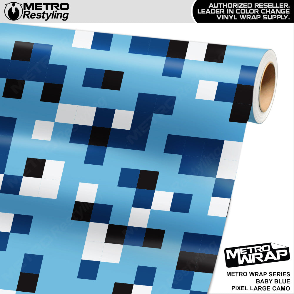 Metro Wrap Large Pixel Baby Blue Camouflage Vinyl Film